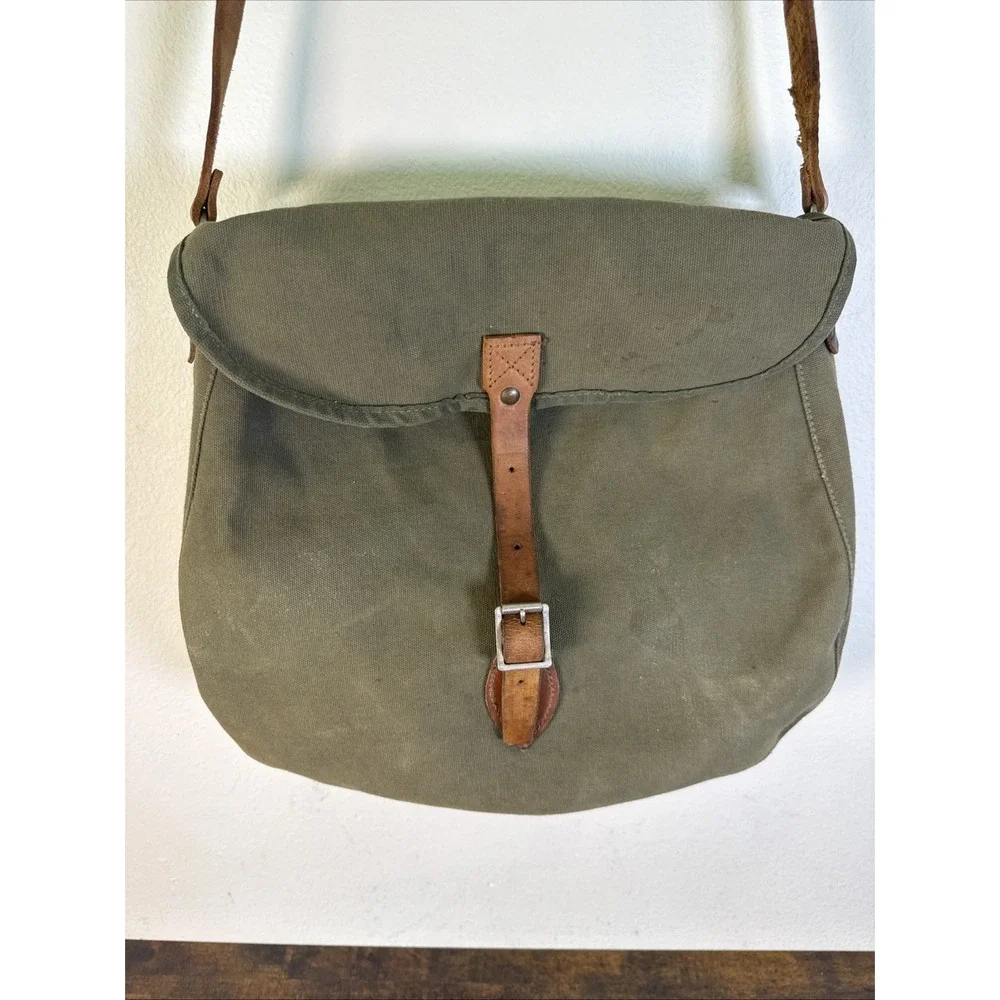 Gokey No. 300 Canvas & Bridle Leather Satchel – USA‑Made – Vintage Army Green